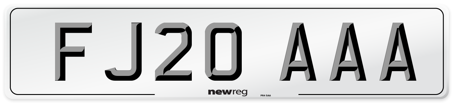 FJ20 AAA Number Plate from New Reg
